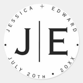 Pegatina Redonda Elegante Simple Monograma Moda moderna Guión mínim