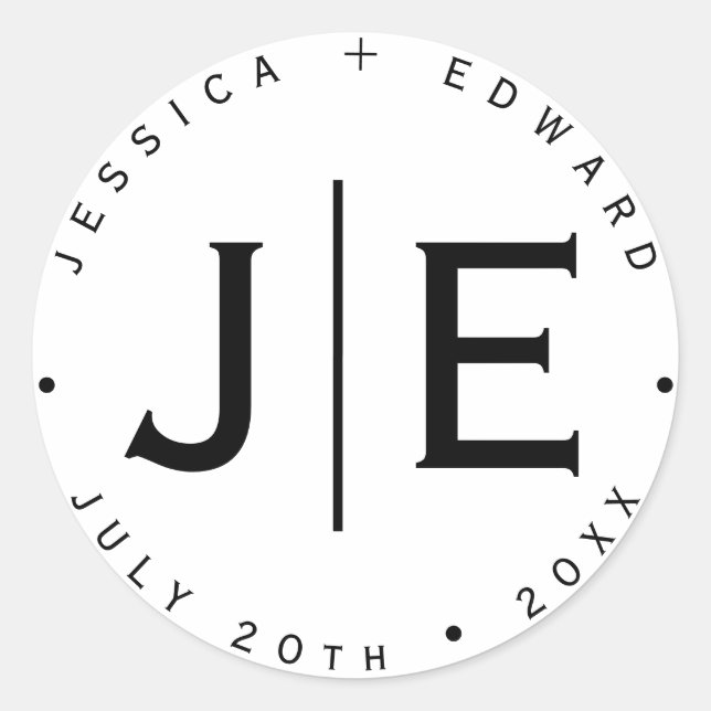 Pegatina Redonda Elegante Simple Monograma Moda moderna Guión mínim (Anverso)