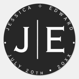 Pegatina Redonda Elegante Simple Monograma Moda moderna Guión mínim