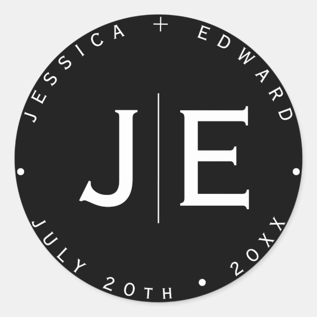 Pegatina Redonda Elegante Simple Monograma Moda moderna Guión mínim (Anverso)