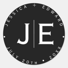 Pegatina Redonda Elegante Simple Monograma Moda moderna Guión mínim