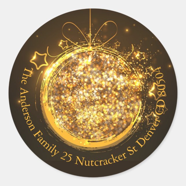 Pegatina Redonda Elegante sobre de bombilla para Navidades purpurin (Anverso)