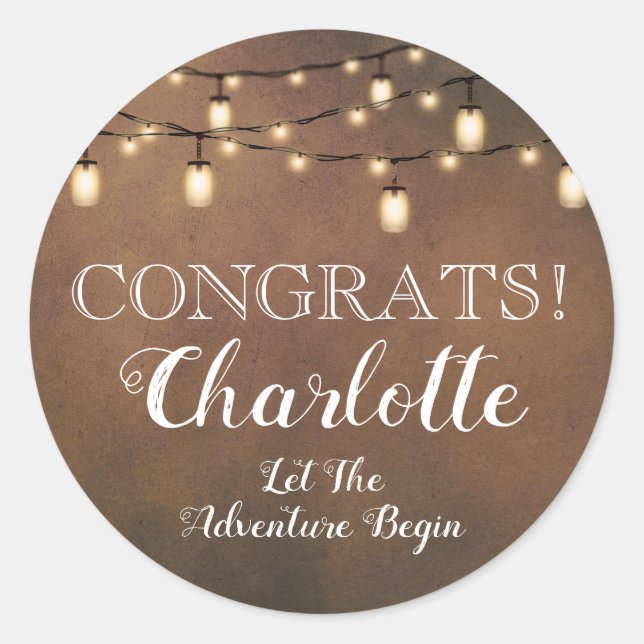 Pegatina Redonda Elegante Sorpresa Retirada Fiesta Ronda Clásica (Anverso)