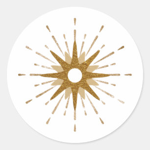 Pegatina Redonda Elegante Starburst Gold