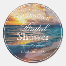 Elegante Sunset Beach Summer Bridal Shower Classic