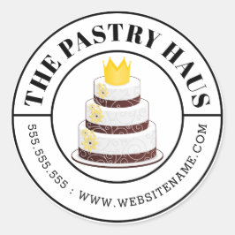 Pegatina Redonda Elegante Swirls Cake Curved Text