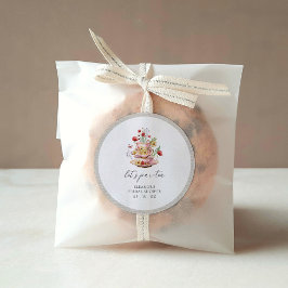 Pegatina Redonda Elegante Té de Flores Silvestres para Despedida de