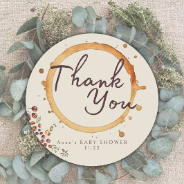 Pegatina Redonda Elegante tema del café Baby Shower