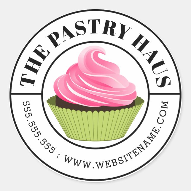 Pegatina Redonda Elegante texto curvo de pastel rosa y verde (Anverso)