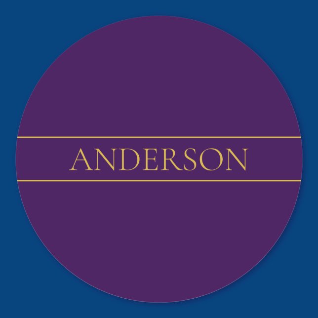 Pegatina Redonda Elegante Texto Personalizable | Oro & Púrpura Inte (Subido por el creador)