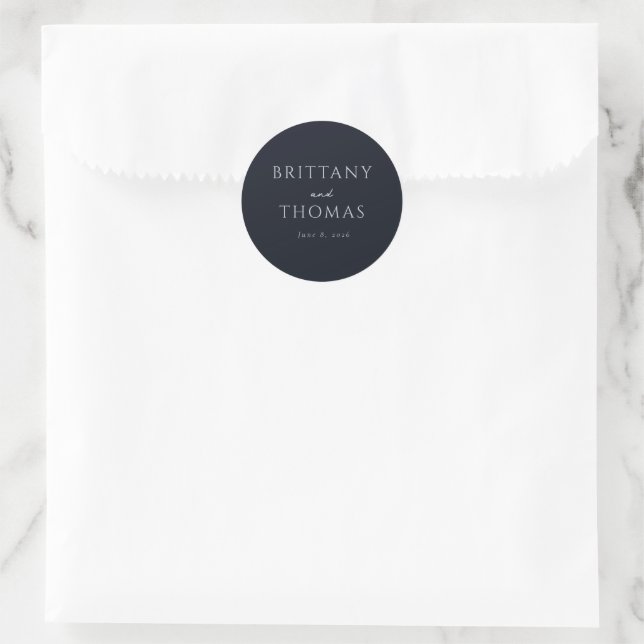 Pegatina Redonda Elegante tipografía Navy (Bolso)