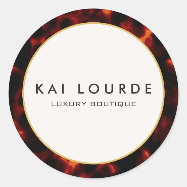 Pegatina Redonda Elegante Tortoiseshell Moda Luxury (Anverso)