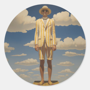 Pegatina Redonda Elegante traje de playa retro Impresionante Moda d