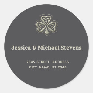 Pegatina Redonda Elegante trendy y afortunado Shamrock Classic Roun