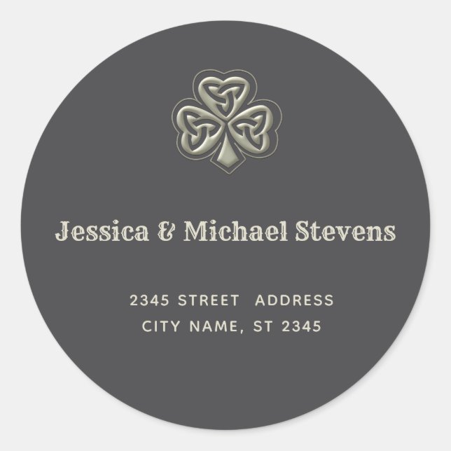 Pegatina Redonda Elegante trendy y afortunado Shamrock Classic Roun (Anverso)