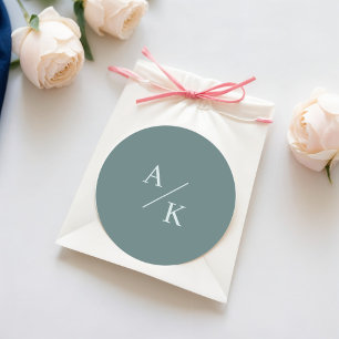 Pegatina Redonda Elegante Turquesa Floral/Verde azulado