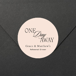 Pegatina Redonda Elegante Un Día Antes Ensayo Cena Rubor Pink