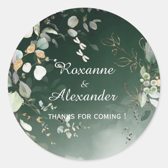 Pegatina Redonda Elegante vegetación de eucalipto botánico (Anverso)