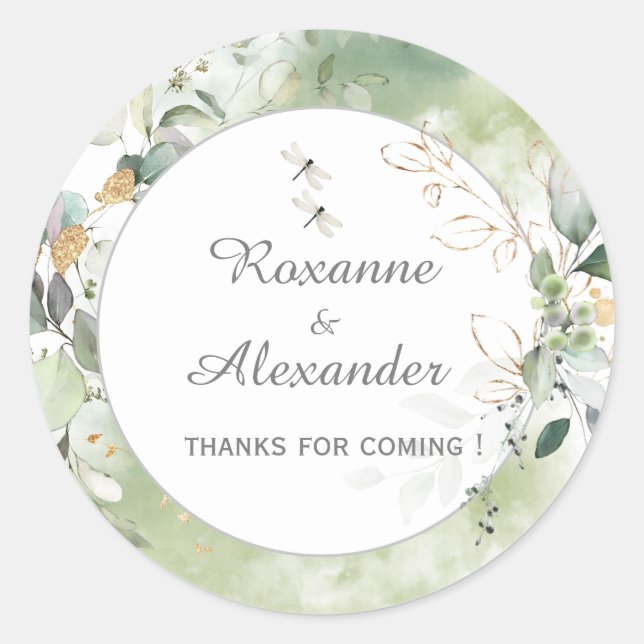 Pegatina Redonda Elegante vegetación de eucalipto botánico (Anverso)