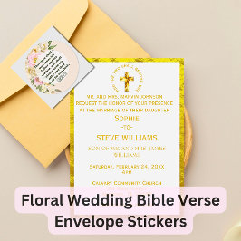 Pegatina Redonda Elegante Versículo Bíblico de Bodas Génesis Borde 