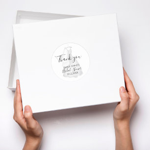 Pegatina Redonda Elegante vestido de novia Personalizado de ducha d