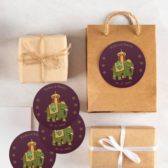 Pegatina Redonda Elegante vibrante Red Gold Mandala Boda indio (Elegant Vibrant Red Gold Mandala Indian Wedding Classic Round Sticker)