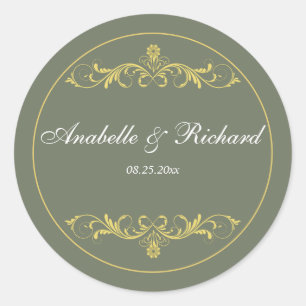 Pegatina Redonda Elegante victoriano