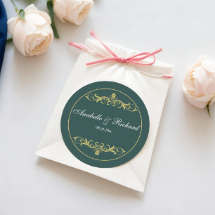 Pegatina Redonda Elegante victoriano