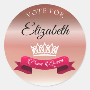 Pegatina Redonda Elegante Voto De Oro Rosa Para Nombre Personalizad