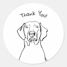 Pegatina Redonda Elegante Weimaraner: Tu texto, tu estilo