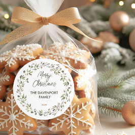 Pegatina Redonda Elegante Wreath invernal