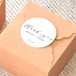 Pegatina Redonda Elegante y Blanco Gracias Boda