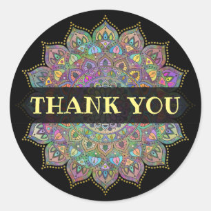 Pegatina Redonda Elegante y colorido Mandala estilo India 1