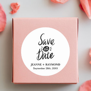 Pegatina Redonda Elegante y con Estilo Tarjeta Personalizada de "Sa