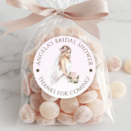 Pegatina Redonda Elegante y delicada despedida de soltera en tono r