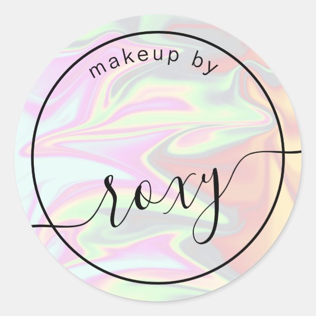 Pegatina Redonda Elegante y elegante maquillaje holográfico de chic (Anverso)