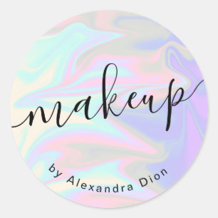 Pegatina Redonda Elegante y elegante maquillaje holográfico de chic