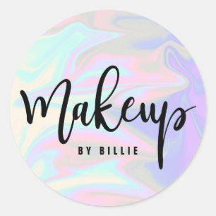 Pegatina Redonda Elegante y elegante maquillaje holográfico de chic