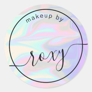 Pegatina Redonda Elegante y elegante maquillaje holográfico de chic