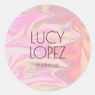 Pegatina Redonda Elegante y elegante maquillaje holográfico de chic