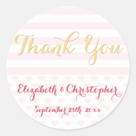 Pegatina Redonda Elegante Y Moderna Boda Gracias A Ustedes