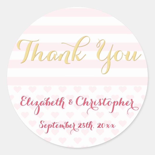 Pegatina Redonda Elegante Y Moderna Boda Gracias A Ustedes (Anverso)
