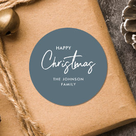 Pegatina Redonda Elegante y moderno Navidad azul turbio