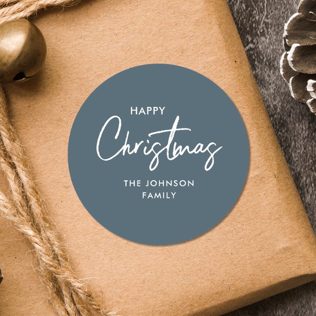 Pegatina Redonda Elegante y moderno Navidad azul turbio (Subido por el creador)