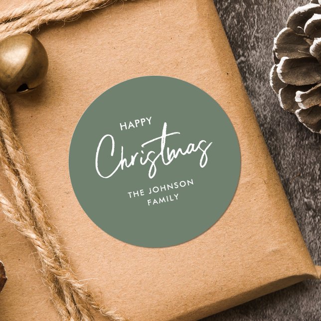 Pegatina Redonda Elegante y moderno Navidad verde sabio (Subido por el creador)