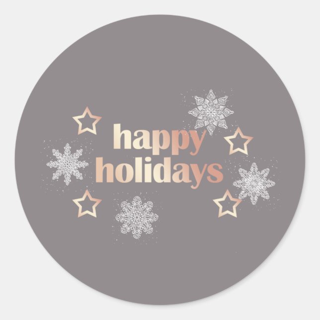 Pegatina Redonda Elegante y moderno rosa de cobre de oro Felices Fi (Anverso)