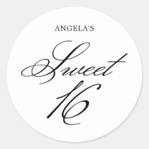 Pegatina Redonda Elegante y personalizado caligrafía clásica dulce 