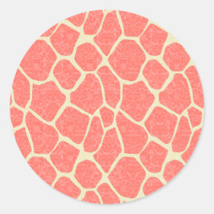 Pegatina Redonda Elegante y romántico damasco de jirafa