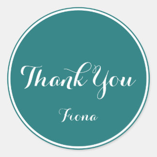 Pegatina Redonda Elegante y sencillo verde y blanco gracias