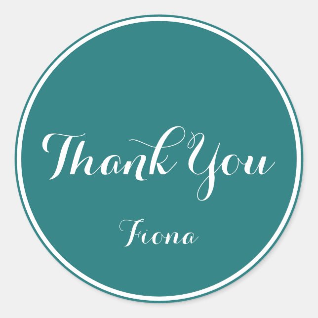 Pegatina Redonda Elegante y sencillo verde y blanco gracias (Anverso)